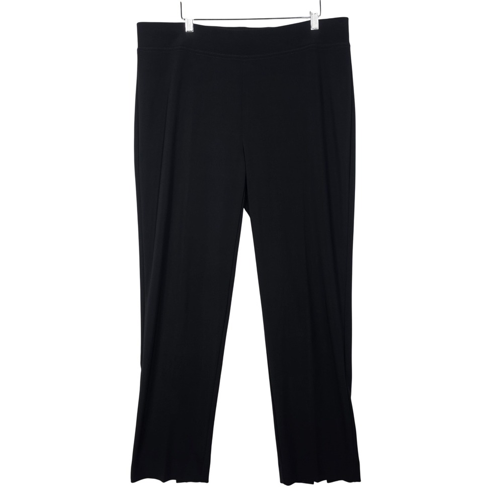 Joseph Ribkoff Womens Pants Size 16 Black Pull On Hem Slit Solid Career Trousers